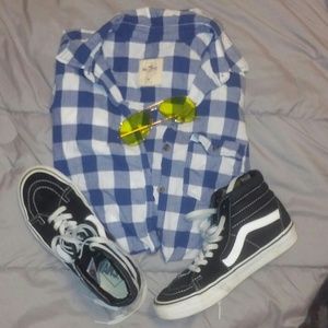 Hollister Blue and White Flannel
